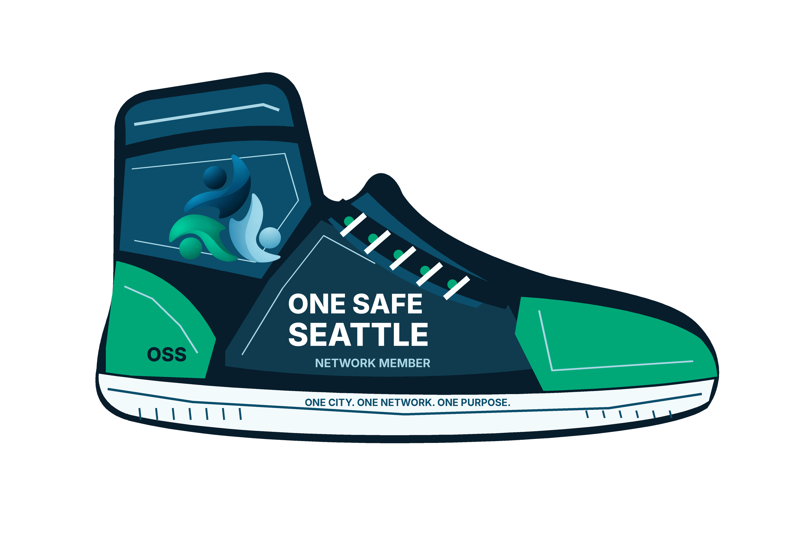 One Safe Seattle network member sneaker sticker