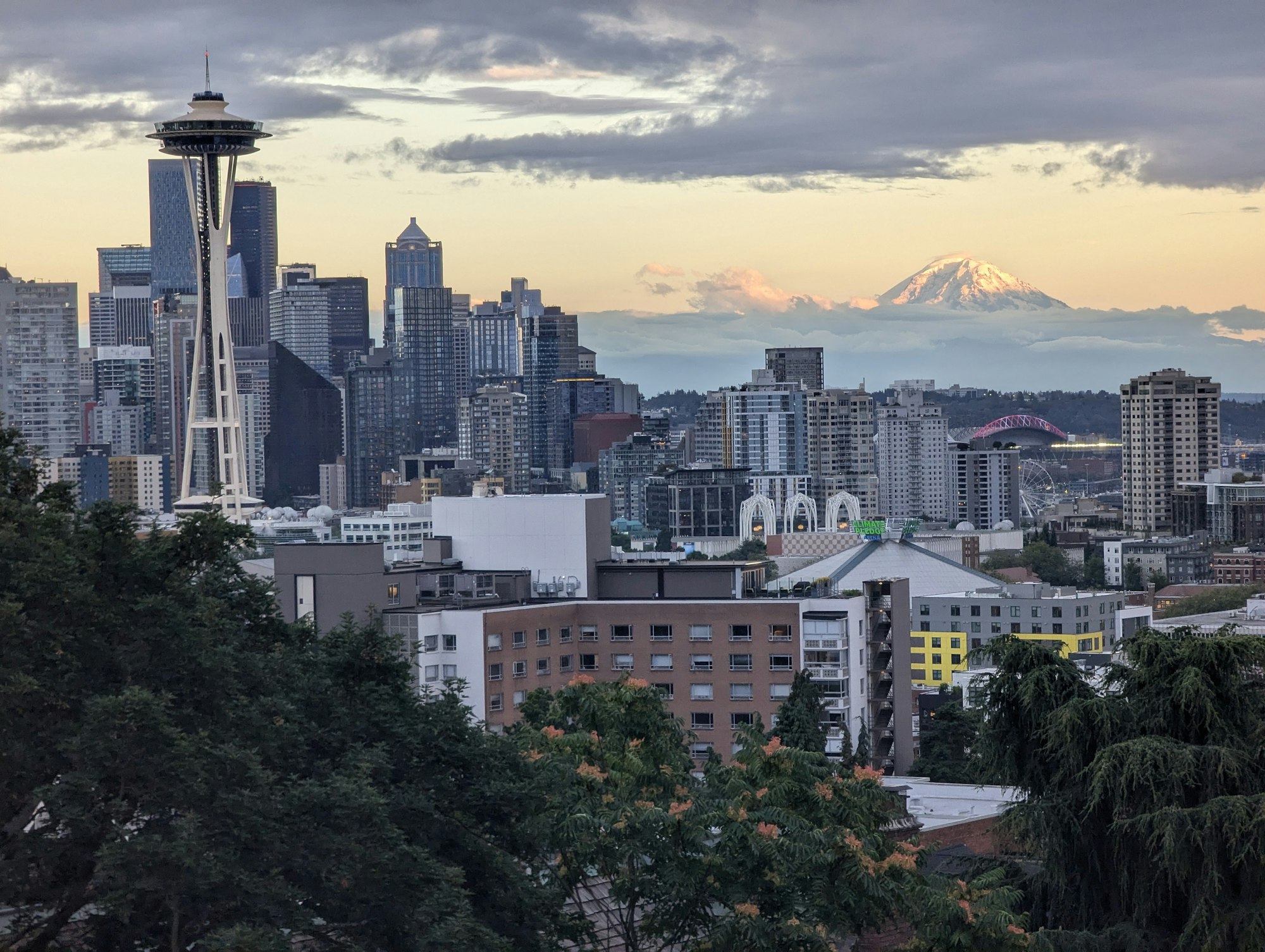 Aerial view of the Seattle skyline and downtown stadium